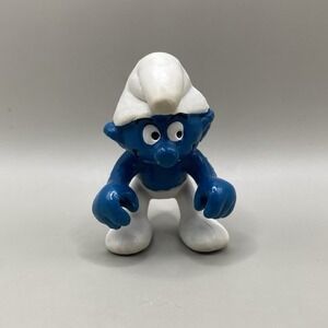 Rare Vintage 1981 Riding Smurf Figurine Hong Kong Schtroumpf Schleich Peyo